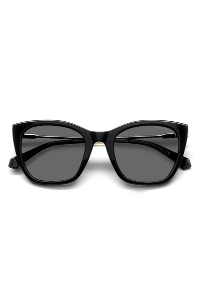 Polaroid 52mm Polarized Cat Eye Sunglasses In Black/ Grey Polar