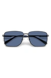 Polaroid 62mm Polarized Oversize Square Sunglasses In Matte Dark Ruth/ Blue Polar