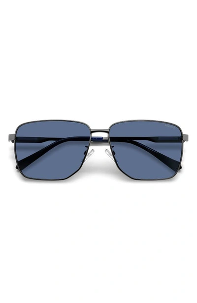 Polaroid 62mm Polarized Oversize Square Sunglasses In Matte Dark Ruth/ Blue Polar