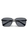 Polaroid 62mm Polarized Oversize Square Sunglasses In Black/ Gray Polar