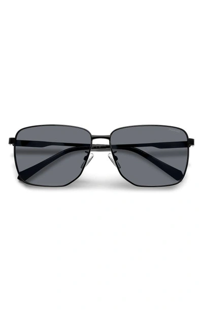Polaroid 62mm Polarized Oversize Square Sunglasses In Black/ Gray Polar