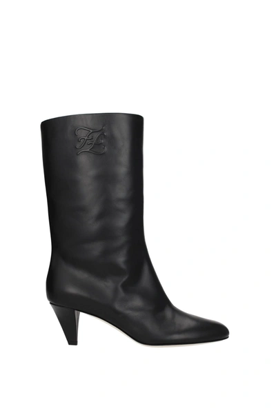 Fendi Ankle Boots Leather Black