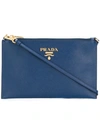 Prada Logo Plaque Clutch In F0016 Blue