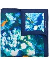 Kiton Fish Print Scarf - Blue
