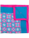 Kiton Floral Print Scarf - Blue