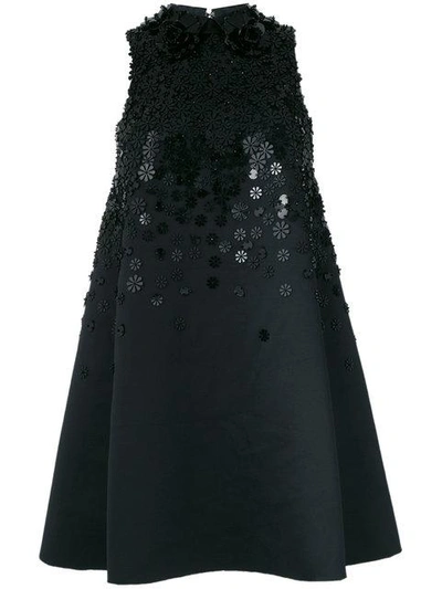 Viktor & Rolf Encrusted Flower Couture Mini Dress In Black
