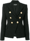 Balmain Button-embellished Tweed Jacket In Black