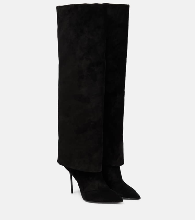 Balmain Ariel Suede Boots In Pa Noir