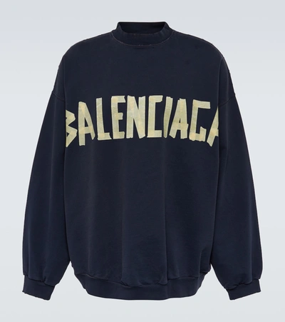 Balenciaga Cotton Sweatshirt In Blau Nit