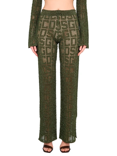 Gcds Monogram Macrame Pants In Military Green
