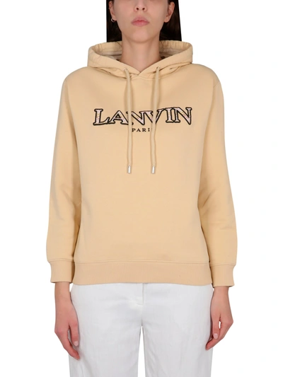 Lanvin Sweatshirt With Logo Embroidery In Beige