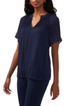 Halogen Release Pleat Blouse In Classic Navy