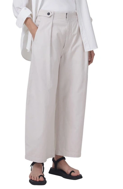 Citizen Of Humanity Payton Super High Waist Crop Wide Leg Utility Trousers In Oysterette