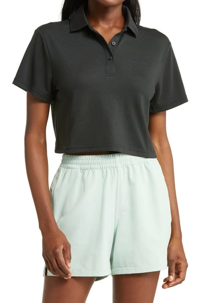 Outdoor Voices Birdie Crop Polo In Black