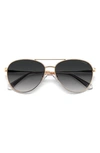 Polaroid 60mm Polarized Aviator Sunglasses In Gold Copper/ Gray Polar