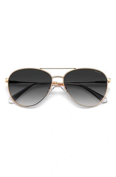 Polaroid 60mm Polarized Aviator Sunglasses In Gold Copper/ Grey Polar