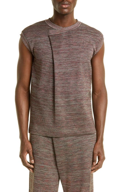 Bianca Saunders Ace Foldover Sleeveless Sweater In Grey/ Silver/ Gradient Red