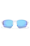 Oakley Flak Beta 64mm Mirrored Oversize Rectangular Sunglasses In Matte White / Sapphire Iridium