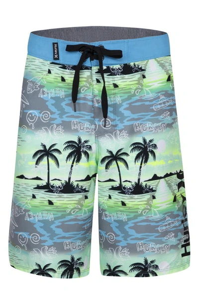 Hurley Kids' Doodle Paradise Board Shorts In Blue Lazer
