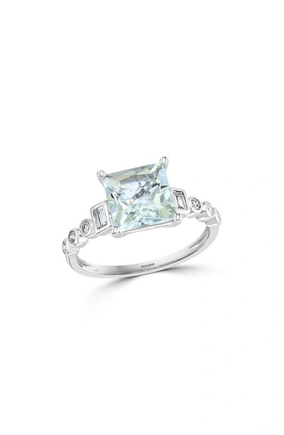 Effy 14k White Gold, Diamond & Aquamarine Ring In Blue