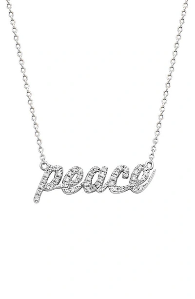 Effy Sterling Silver & Diamond 'peace' Necklace In White