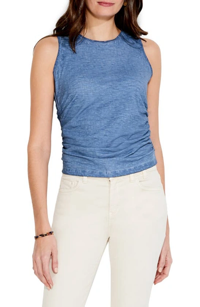 Nic + Zoe Women's Crew Neck Ruched Tank Top In Blue