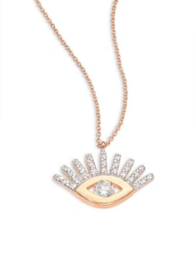 Kismet By Milka Evil Eye Diamond & 14k Rose Gold Pendant Necklace In White Gold