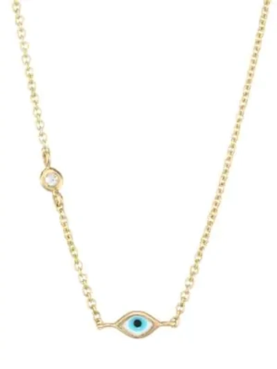Sydney Evan Women's Evil Eye Diamond & 14k Yellow Gold Pendant Necklace