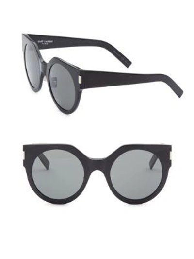 Saint Laurent 52mm Black Slim Round Sunglasses
