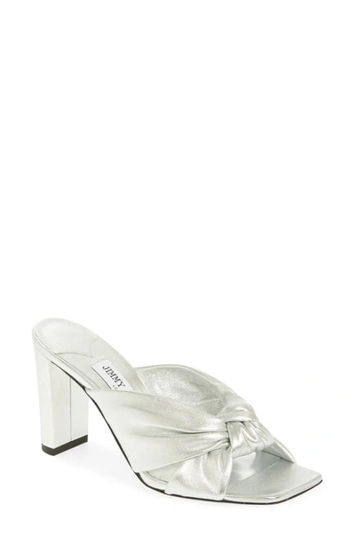 Jimmy Choo Women's Avenue 85mm Metallic Leather Sandals In Silver