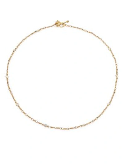 Temple St Clair Classic Karina White Sapphire & 18k Yellow Gold Station Necklace In Yellow Gold Sapphire