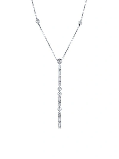Birks Women's Splash 18k White Gold & Diamond Vertical Bar Pendant Lariat Necklace