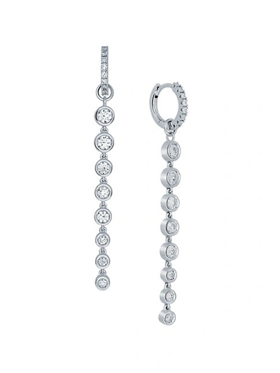 Birks Women's Splash 18k White Gold & Diamond Huggie Drop Earrings