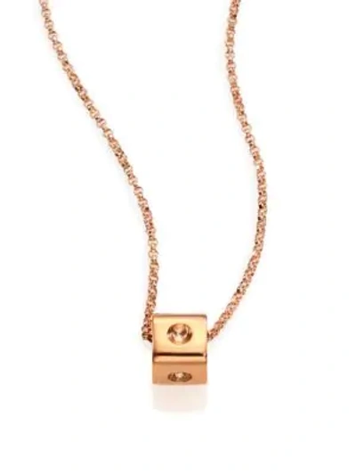 Roberto Coin Women's Pois Moi 18k Rose Gold Mini Cube Pendant Necklace