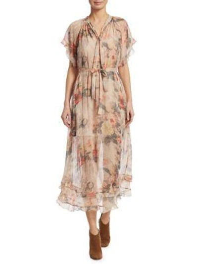 Zimmermann Sunny Frill Silk Floral Swing Dress In Cream Washed Floral