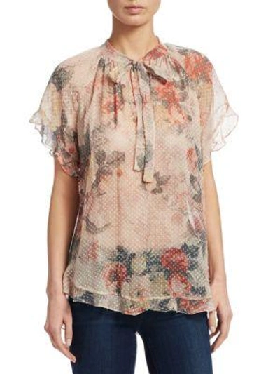 Zimmermann Radiate Cascade Floral Top In Cream Washed Floral