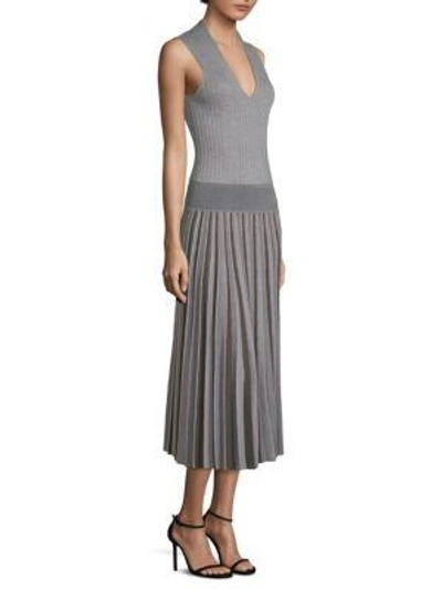 Agnona Merino Wool Pleated Dress In Grey