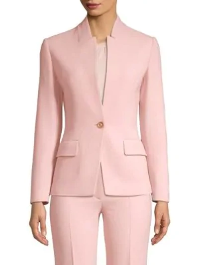 Agnona One-button Notched-collar Shaped Wool Crepe Jacket In Light Pink