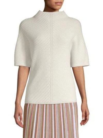 Agnona Ribbed-knit Short-sleeve Sweater In Natural