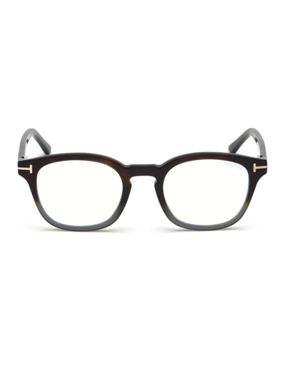 Tom Ford Women's 49mm Blue Block Gradient Soft Square Eyeglasses In Shiny Havana Grey