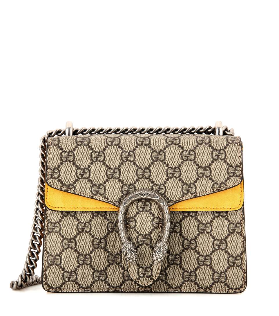 Gucci Dionysus Gg Supreme Mini Coated Canvas And Suede Shoulder Bag | ModeSens