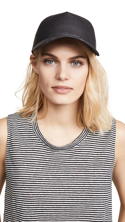 Rag & Bone Marilyn Baseball Cap In Black Straw