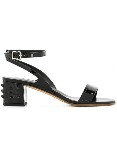 Tod's Stud Detail Block-heel Sandals In Black