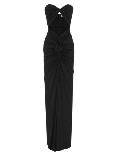 Saint Laurent Women's Cut-out Bustier Dress In Crepe Jersey In Black