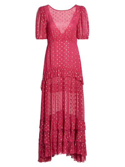 Rixo London Women's Shireen Metallic Dot Maxi Dress In Pink