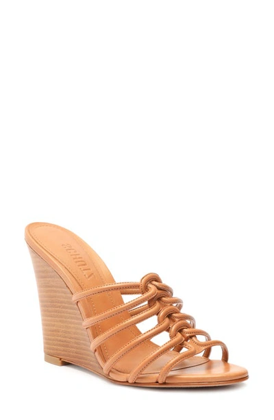 Schutz Women's Octavia Leather Wedge Sandals In Honey Peach