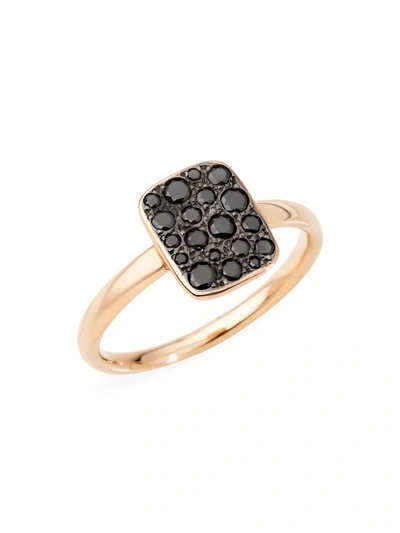 Pomellato Women's Sabbia Small 18k Rose Gold & Black Diamond Rectangular Ring