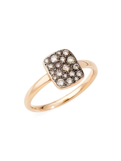 Pomellato Women's Sabbia 18k Rose Gold & Brown Diamond Rectangular Ring