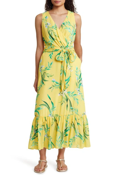Tommy Bahama Floral Glow Tie Front Maxi Dress In Yellow