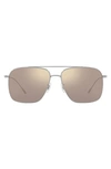 Oliver Peoples Dresner 56mm Polarized Pilot Sunglasses In Silver